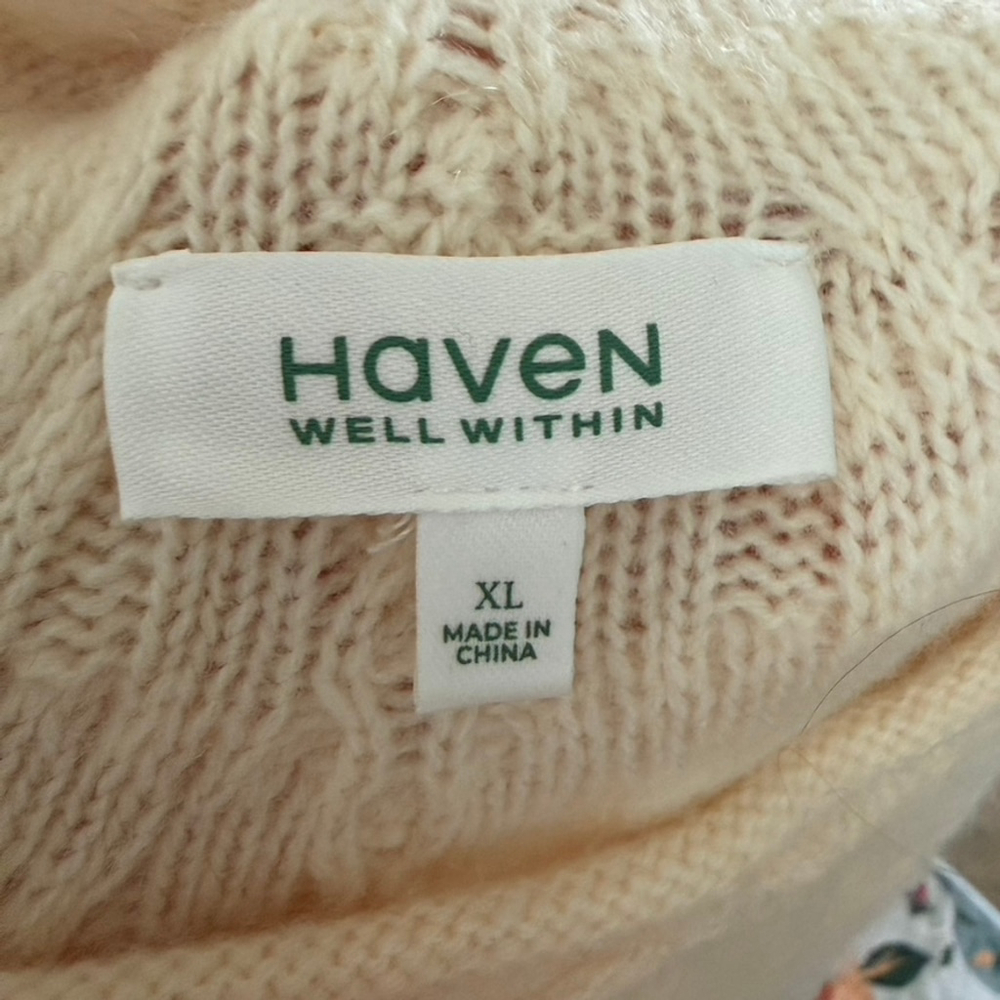 Haven Well Within Cream Cable Aran Knit Roll Neck Sweater 100% Cashmere Size XL - Picture 11 of 11